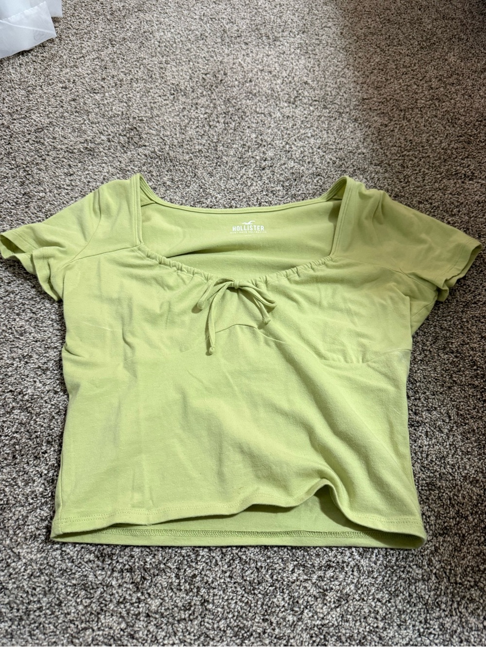 Hollister Light Lime Scoop-Neck Tie-Front Crop Top
